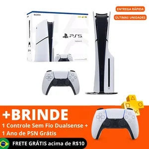 CONSOLE PLAYSTATION® 5 SLIM EDIÇÃO DIGITAL 1TB BRANCO - SONY + BRINDE 1 CONTROLE SEM FIO DUALSENSE + 1 ANO DE PSN PLUS DELUXE GRÁTIS