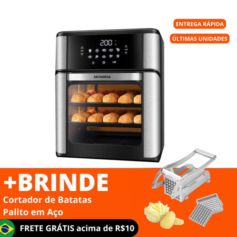Fritadeira sem óleo Airfryer Mondial 12L + BRINDE Cortador de Batatas