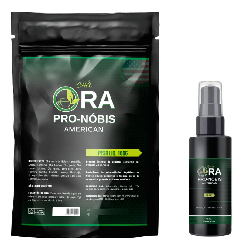 Kit Chá Ora Pro Nóbis American + Spray para Dores