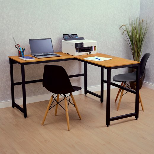 Mesa Escritório Escrivaninha Industrial Office Mel / Preto