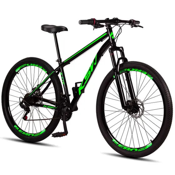 Bicicleta Aro 29 Aço Carbono KSVJ Freios a Disco Suspensão 21V + BRINDE Kit Montagem Bike Profissional 44 Peças